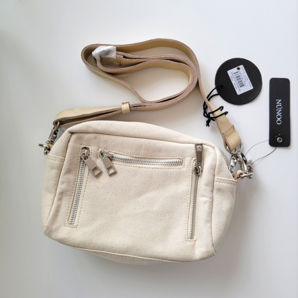 NWT nunoo mimi recycled canvas white cream crossbody bag